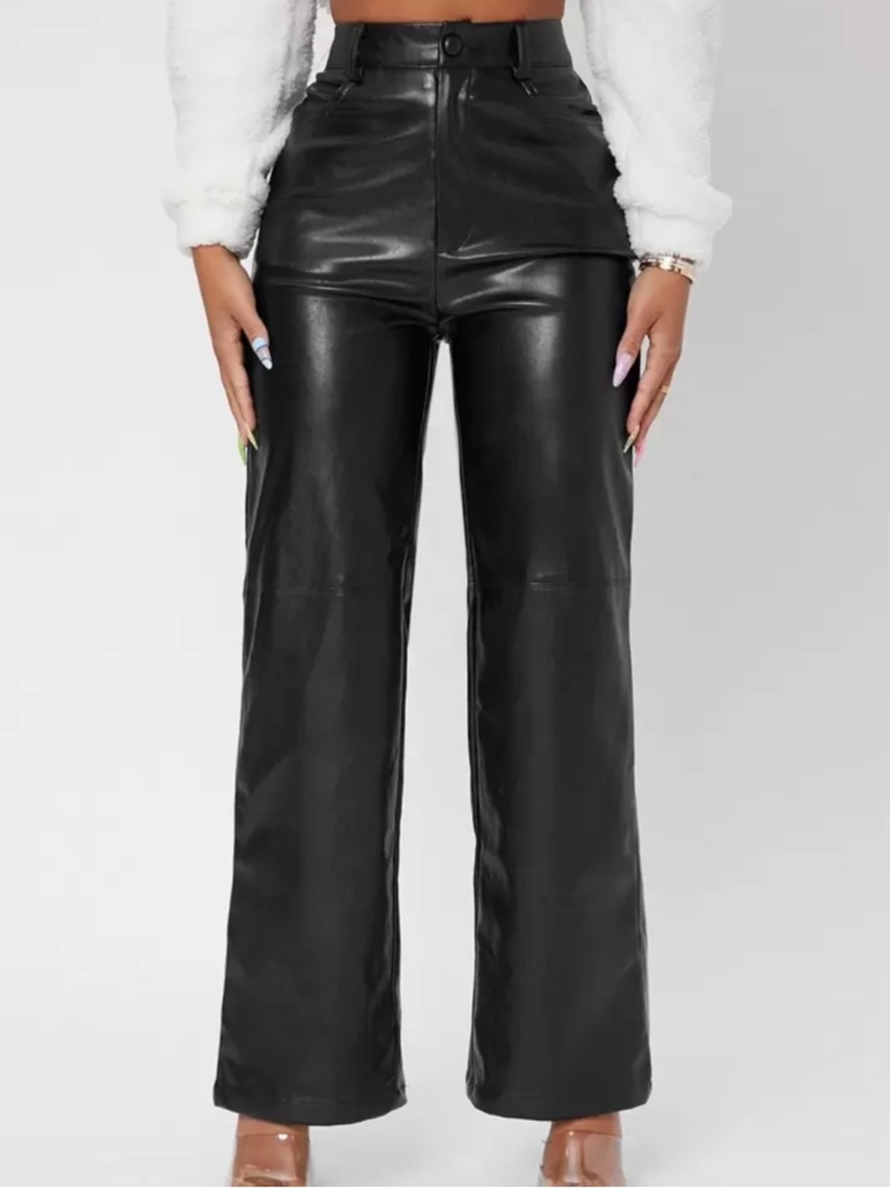 SHEIN Black Faux Leather Pants Petite XS